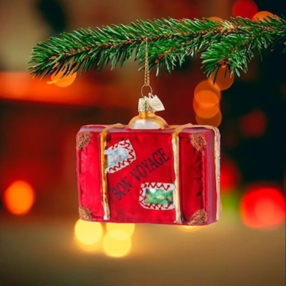 Kurt Adler 3.5in Glass Bon Voyage Suitcase Ornament, NWT 🧳 - Picture 1 of 5
